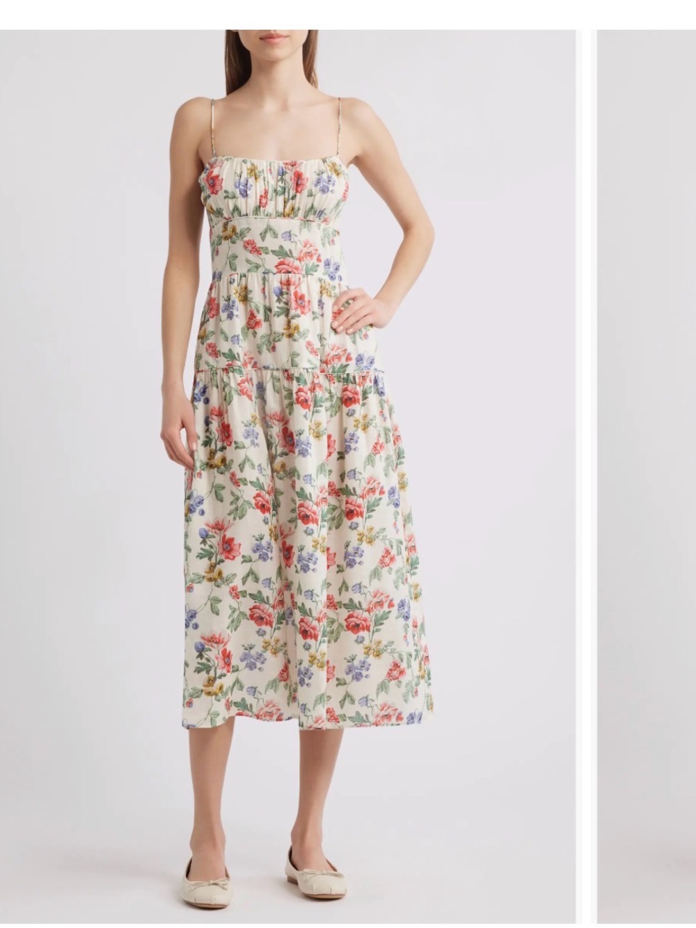Floral Smocked Sundress in Cream by Doen